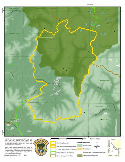 Idaho Department of Fish & Game Controlled Hunt Areas - Goat - Hunt Area 39 digital map