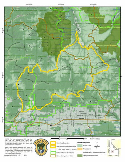 Idaho Department of Fish & Game Controlled Hunt Areas - Goat - Hunt Area 43 digital map