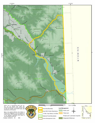 Idaho Department of Fish & Game Controlled Hunt Areas - Goat - Hunt Area 67 digital map