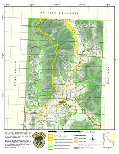 Idaho Department of Fish & Game Controlled Hunt Areas - Moose - Hunt Area 1-2 digital map