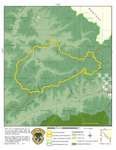 Idaho Department of Fish & Game Controlled Hunt Areas - Moose - Hunt Area 10-1 digital map