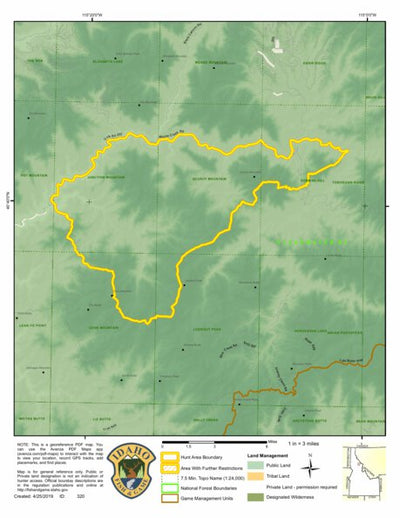 Idaho Department of Fish & Game Controlled Hunt Areas - Moose - Hunt Area 10-4 digital map