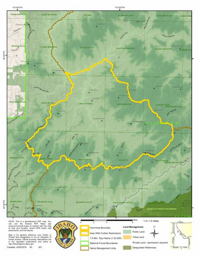 Idaho Department of Fish & Game Controlled Hunt Areas - Moose - Hunt Area 10-5 digital map