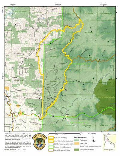 Idaho Department of Fish & Game Controlled Hunt Areas - Moose - Hunt Area 10A-1 digital map