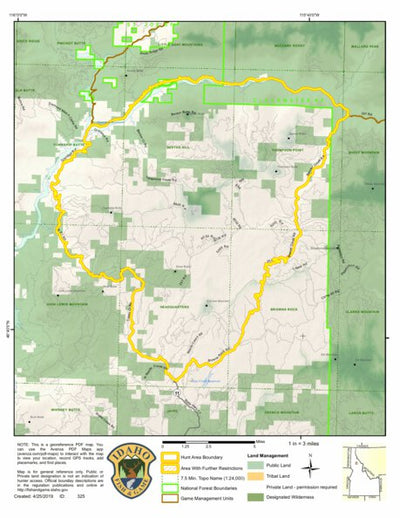Idaho Department of Fish & Game Controlled Hunt Areas - Moose - Hunt Area 10A-3 digital map