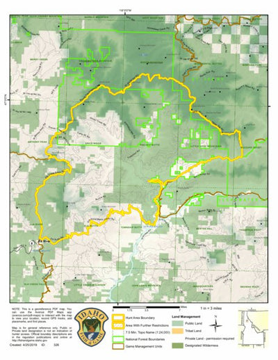 Idaho Department of Fish & Game Controlled Hunt Areas - Moose - Hunt Area 10A-4 digital map