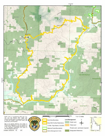 Idaho Department of Fish & Game Controlled Hunt Areas - Moose - Hunt Area 10A-5 digital map