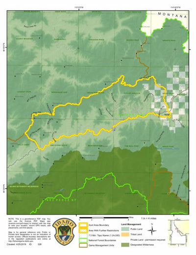 Idaho Department of Fish & Game Controlled Hunt Areas - Moose - Hunt Area 12-1 digital map