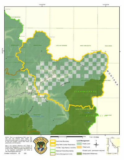 Idaho Department of Fish & Game Controlled Hunt Areas - Moose - Hunt Area 12-2 digital map