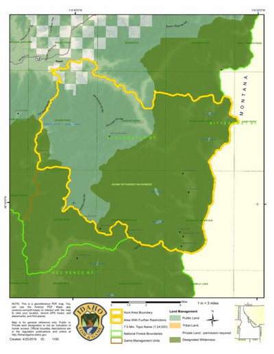 Idaho Department of Fish & Game Controlled Hunt Areas - Moose - Hunt Area 12-4 digital map
