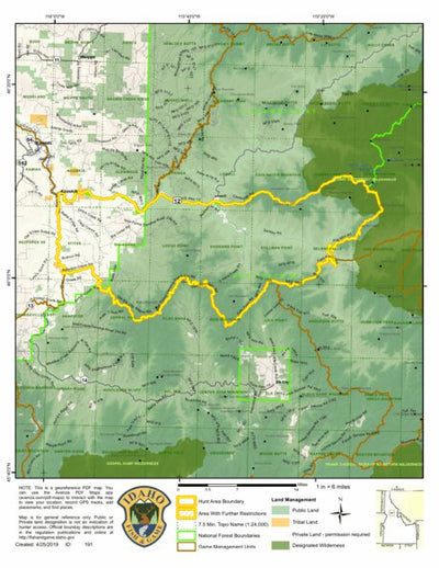 Idaho Department of Fish & Game Controlled Hunt Areas - Moose - Hunt Area 16 digital map