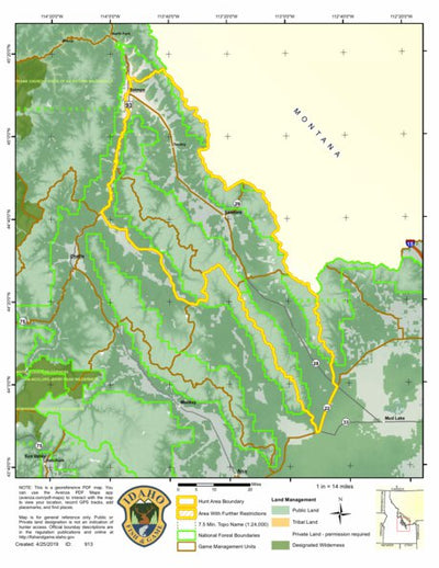 Idaho Department of Fish & Game Controlled Hunt Areas - Moose - Hunt Area 29 digital map