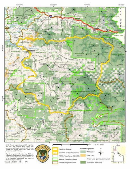 Controlled Hunt Areas - Moose - Hunt Area 6 Map by Idaho Department of ...