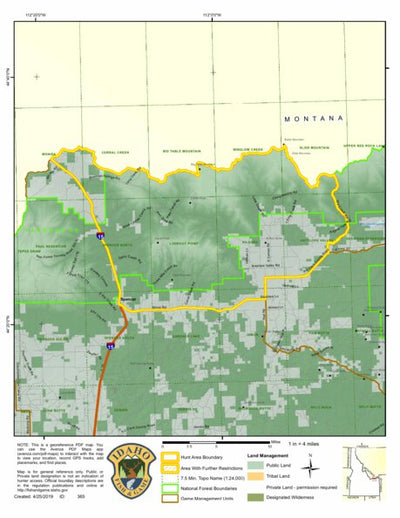 Idaho Department of Fish & Game Controlled Hunt Areas - Moose - Hunt Area 61-1 digital map