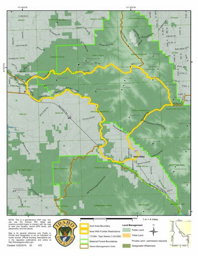 Idaho Department of Fish & Game Controlled Hunt Areas - Moose - Hunt Area 67-1 digital map