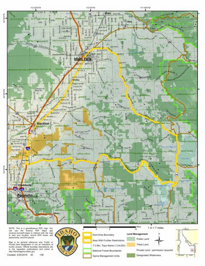 Idaho Department of Fish & Game Controlled Hunt Areas - Moose - Hunt Area 69-1 digital map