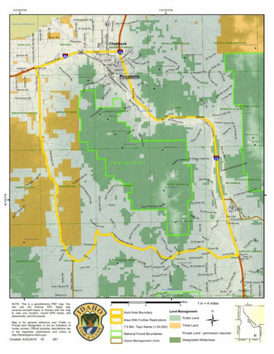 Idaho Department of Fish & Game Controlled Hunt Areas - Moose - Hunt Area 70 digital map