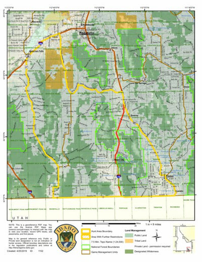 Idaho Department of Fish & Game Controlled Hunt Areas - Moose - Hunt Area 73 digital map