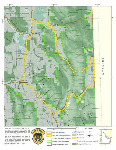 Idaho Department of Fish & Game Controlled Hunt Areas - Moose - Hunt Area 76-1 digital map
