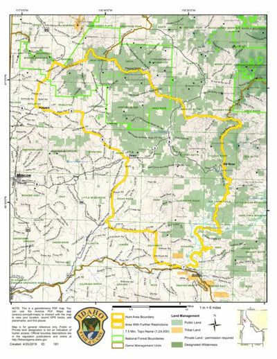 Idaho Department of Fish & Game Controlled Hunt Areas - Moose - Hunt Area 8A digital map