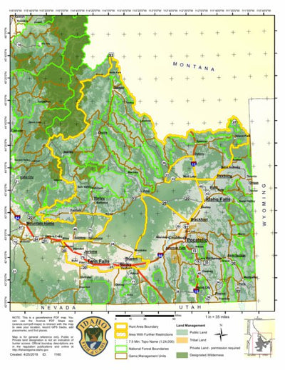 Idaho Department of Fish & Game Controlled Hunt Areas - Pronghorn - Hunt Area 21A-1 digital map