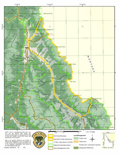 Idaho Department of Fish & Game Controlled Hunt Areas - Pronghorn - Hunt Area 30-1 digital map