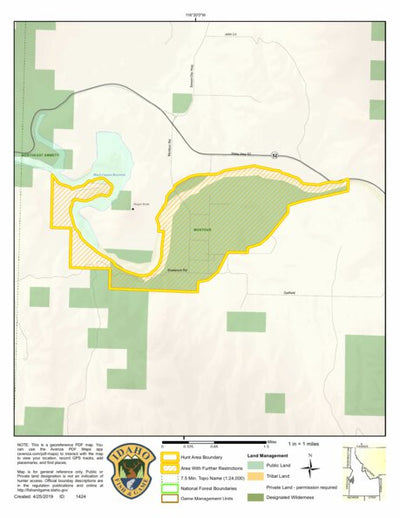 Idaho Department of Fish & Game Controlled Hunt Areas - Pronghorn - Hunt Area 32-1 digital map