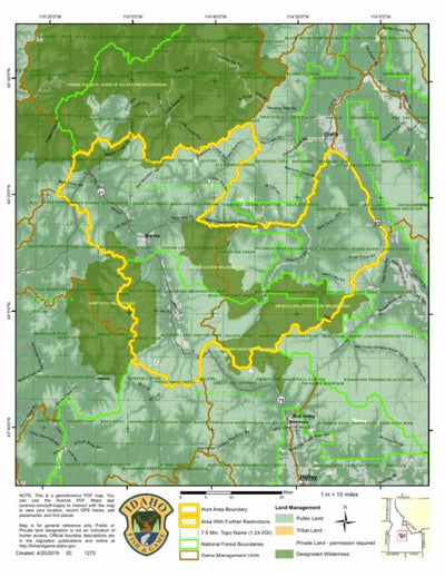 Idaho Department of Fish & Game Controlled Hunt Areas - Pronghorn - Hunt Area 36A-1 digital map