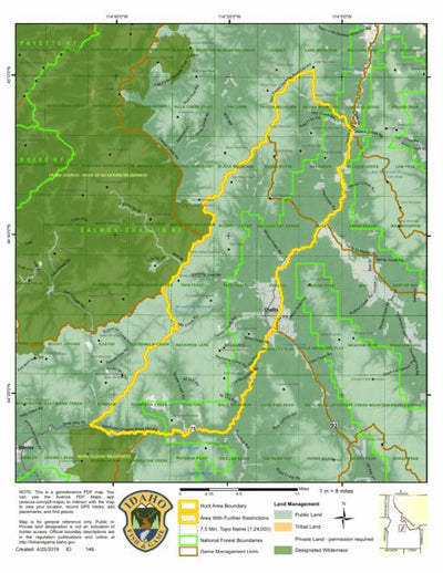 Idaho Department of Fish & Game Controlled Hunt Areas - Pronghorn - Hunt Area 36B-1 digital map
