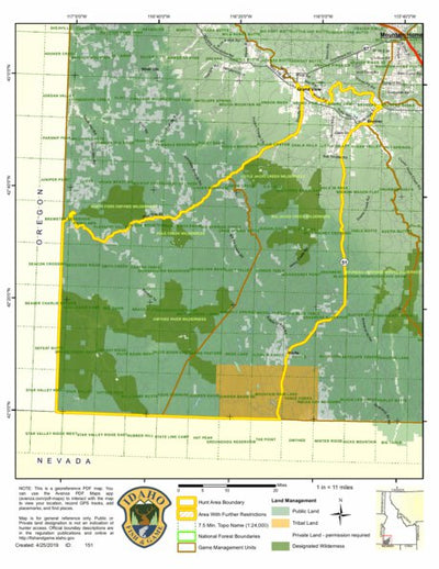 Idaho Department of Fish & Game Controlled Hunt Areas - Pronghorn - Hunt Area 41-1 digital map