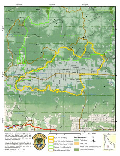 Idaho Department of Fish & Game Controlled Hunt Areas - Pronghorn - Hunt Area 44-1 digital map