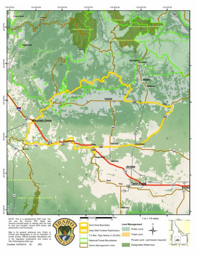 Idaho Department of Fish & Game Controlled Hunt Areas - Pronghorn - Hunt Area 44-2 digital map