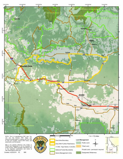 Idaho Department of Fish & Game Controlled Hunt Areas - Pronghorn - Hunt Area 45-2 digital map