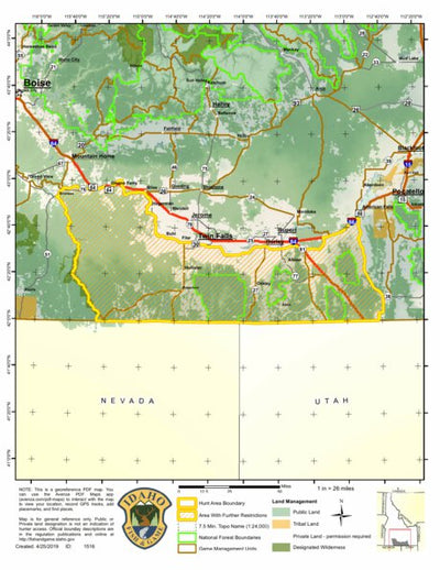 Idaho Department of Fish & Game Controlled Hunt Areas - Pronghorn - Hunt Area 46-1X digital map