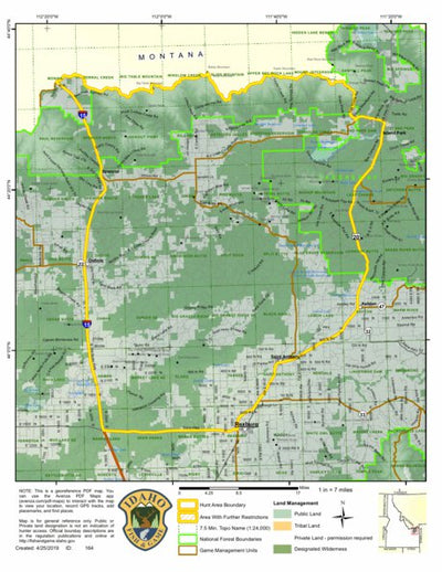 Idaho Department of Fish & Game Controlled Hunt Areas - Pronghorn - Hunt Area 60A-1 digital map