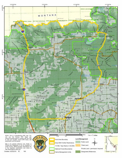 Idaho Department of Fish & Game Controlled Hunt Areas - Pronghorn - Hunt Area 60A-1 digital map