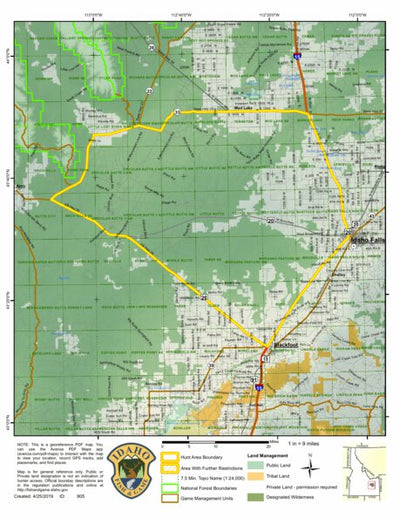 Idaho Department of Fish & Game Controlled Hunt Areas - Pronghorn - Hunt Area 63-1 digital map