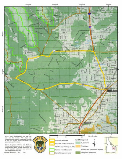Idaho Department of Fish & Game Controlled Hunt Areas - Pronghorn - Hunt Area 63-3 digital map