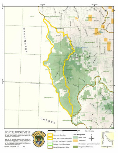 Idaho Department of Fish & Game Controlled Hunt Areas - Rocky Mtn Sheep - Hunt Area 11 digital map
