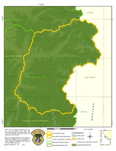 Idaho Department of Fish & Game Controlled Hunt Areas - Rocky Mtn Sheep - Hunt Area 17L digital map