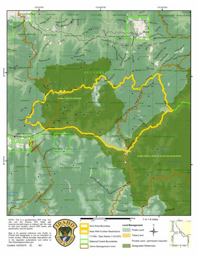 Idaho Department of Fish & Game Controlled Hunt Areas - Rocky Mtn Sheep - Hunt Area 19 digital map