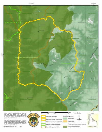 Idaho Department of Fish & Game Controlled Hunt Areas - Rocky Mtn Sheep - Hunt Area 27-3 digital map
