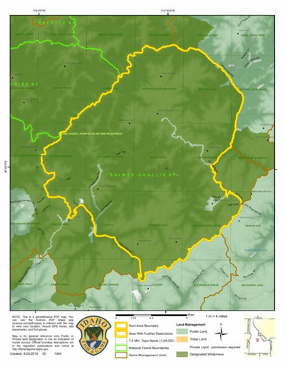 Idaho Department of Fish & Game Controlled Hunt Areas - Rocky Mtn Sheep - Hunt Area 27-4 digital map