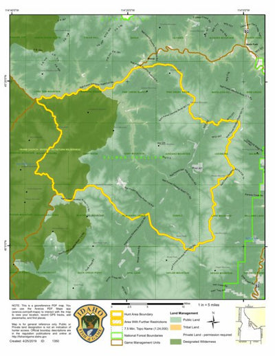 Idaho Department of Fish & Game Controlled Hunt Areas - Rocky Mtn Sheep - Hunt Area 28-1 digital map