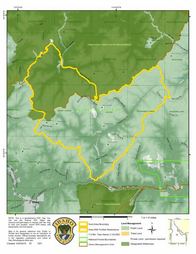 Idaho Department of Fish & Game Controlled Hunt Areas - Rocky Mtn Sheep - Hunt Area 36 digital map