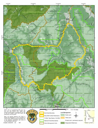 Idaho Department of Fish & Game Controlled Hunt Areas - Rocky Mtn Sheep - Hunt Area 36A digital map