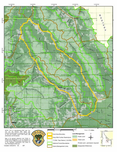 Idaho Department of Fish & Game Controlled Hunt Areas - Rocky Mtn Sheep - Hunt Area 37 digital map
