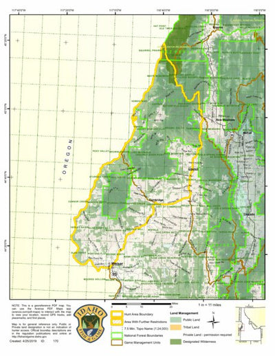 Idaho Department of Fish & Game Controlled Hunt Areas - Turkey - Hunt Area 22-1 digital map