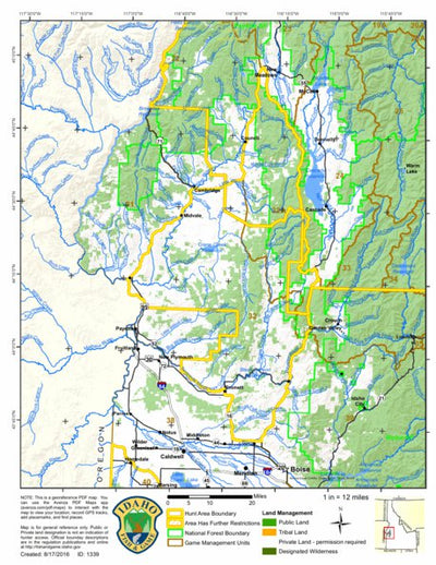 Idaho Department of Fish & Game Controlled Hunt Areas - Turkey - Hunt Area 32-1 digital map