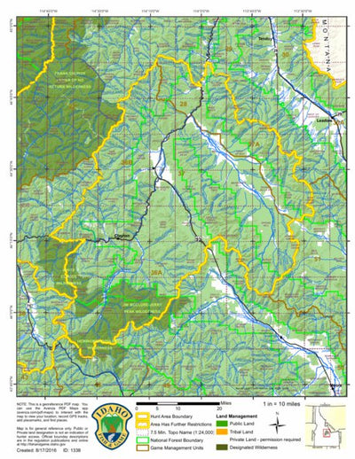 Idaho Department of Fish & Game Controlled Hunt Areas - Turkey - Hunt Area 36B-1 digital map
